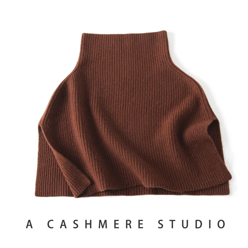 Pullover Scarf Knitted Cashmere Shawl Winter Scarves False Collar Coat Bib Warm Turtleneck Slit Jumper Shawl For Women
