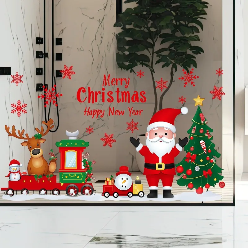 Christmas Window Sticker Merry Christmas Decorations For Home 2026 Cristmas Ornament Xmas Navidad Natal Gifts New Year 2026