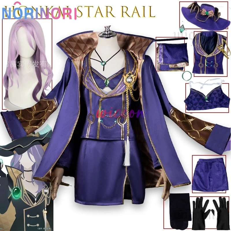 

Honkai Star Rail Jade Stonehearts Cosplay Costume Full Set Uniform Dress Hat Wigs Women Girls Halloween Roleplay