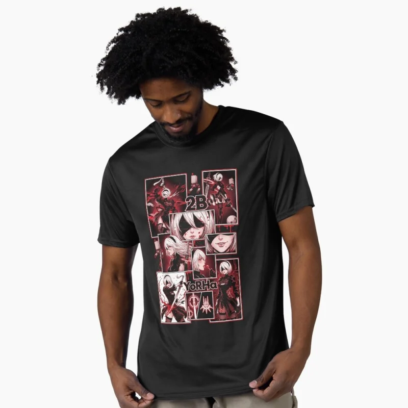 Nier Automata YoRHa Anime Gift t shirt for men 2B Self Destruction graphic tee 0322 Cyber Punk Y2K Clothes Large size Tops