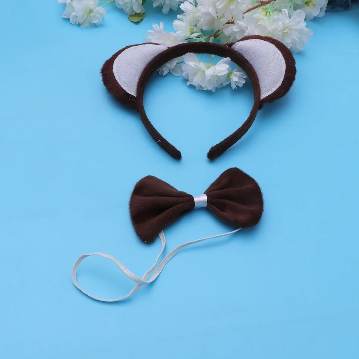 

5pcs Animal Monkey Costume Set Kids Paws Gloves Bow Tie Headband Tail Mesh Skirt Halloween Birthday Party Stage Outfit For Girls