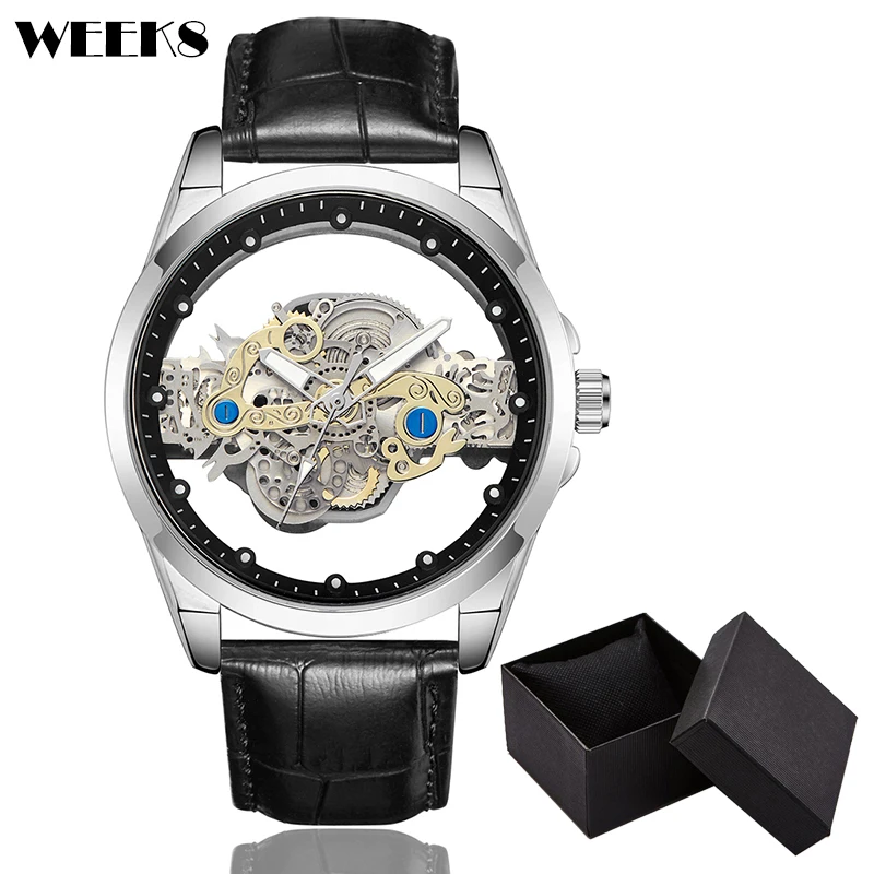 

Skeleton 3D Hollow Men Watches Luxury Steampunk Gold Sliver Quartz Watch Stainless Steel Male Transparent Man Relogio Masculino