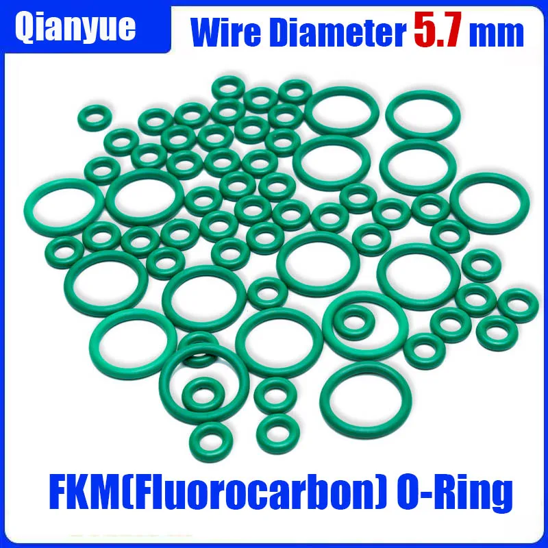 FKM O-Ring 5,7mm Kordel-Außendurchmesser 22-1000mm - Hochdruckdichtung für Hydraulik/Chemikalien/Petroleum, Maßanfertigung (Fluorkohlenstoff, 250) ° C) – Detail 3