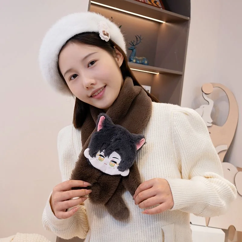 ラブアンドディープスペース キャラクターぬいぐるみスカーフ ユニセックス レイジースタイル サーマルニット 冬用ギフト 子供向け