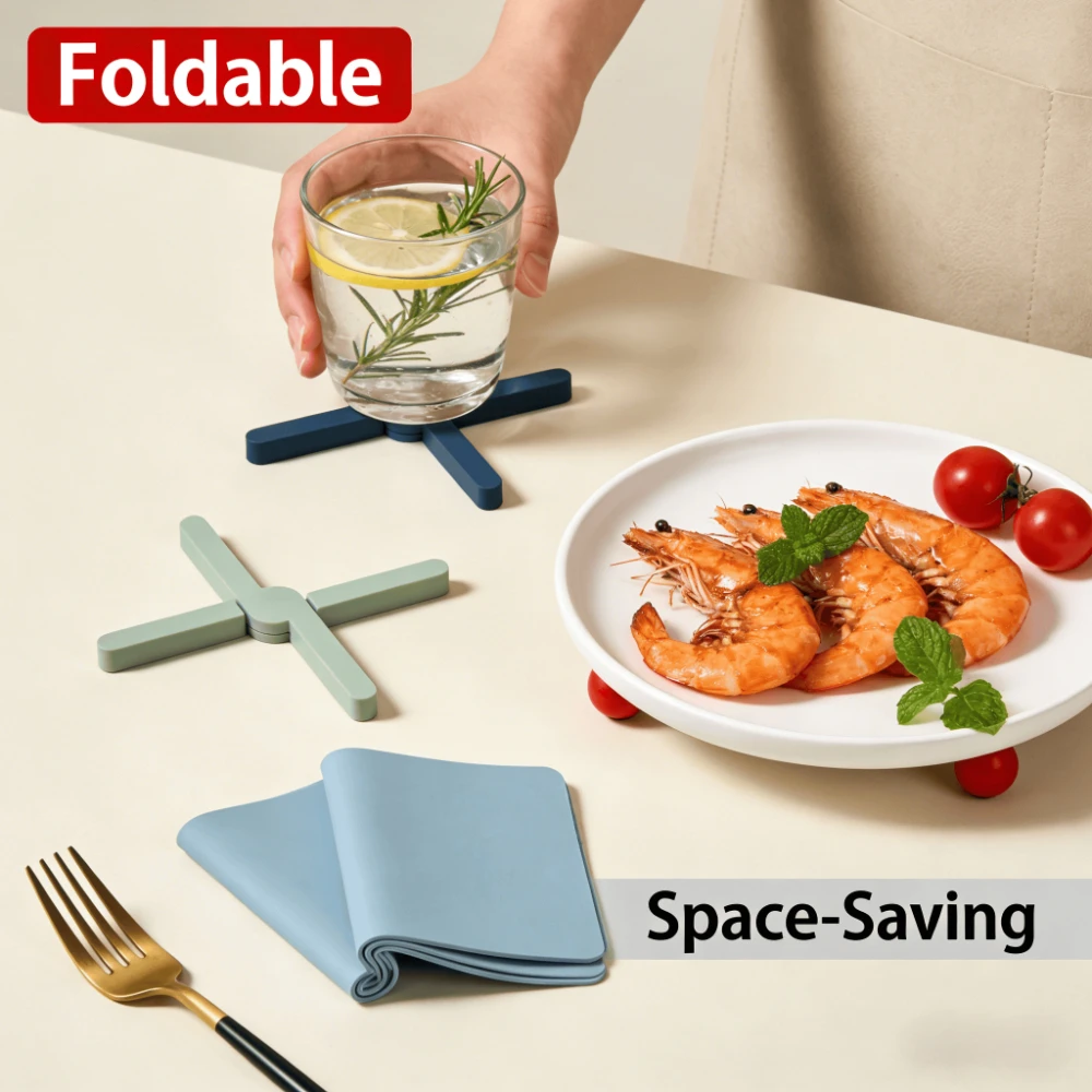 Heat Resistant Foldable X-shaped Adjustable Non-slip Pot Holder Easy Clean Mat Table Placemat Dish Plate Holder Coaster Kitchen