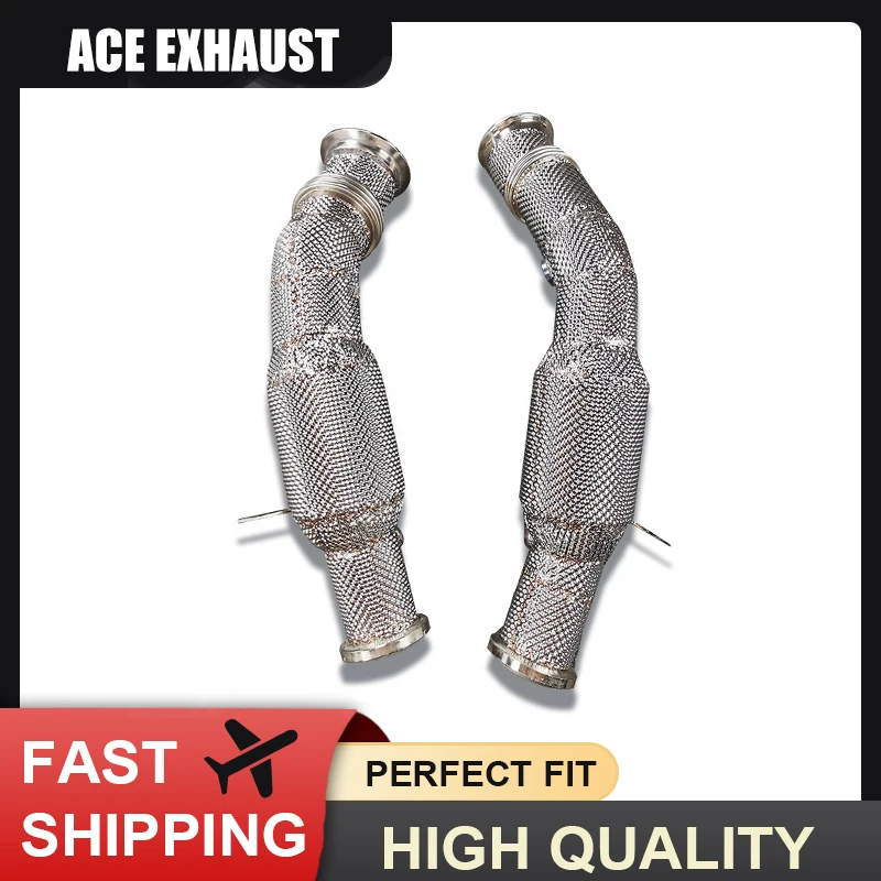 ACE Suitable for Mercedes-benz C43 E43 GLC43 GLE43 High Flow Downpipe with Heat Shield High Performance Exhaust Pipe Systems