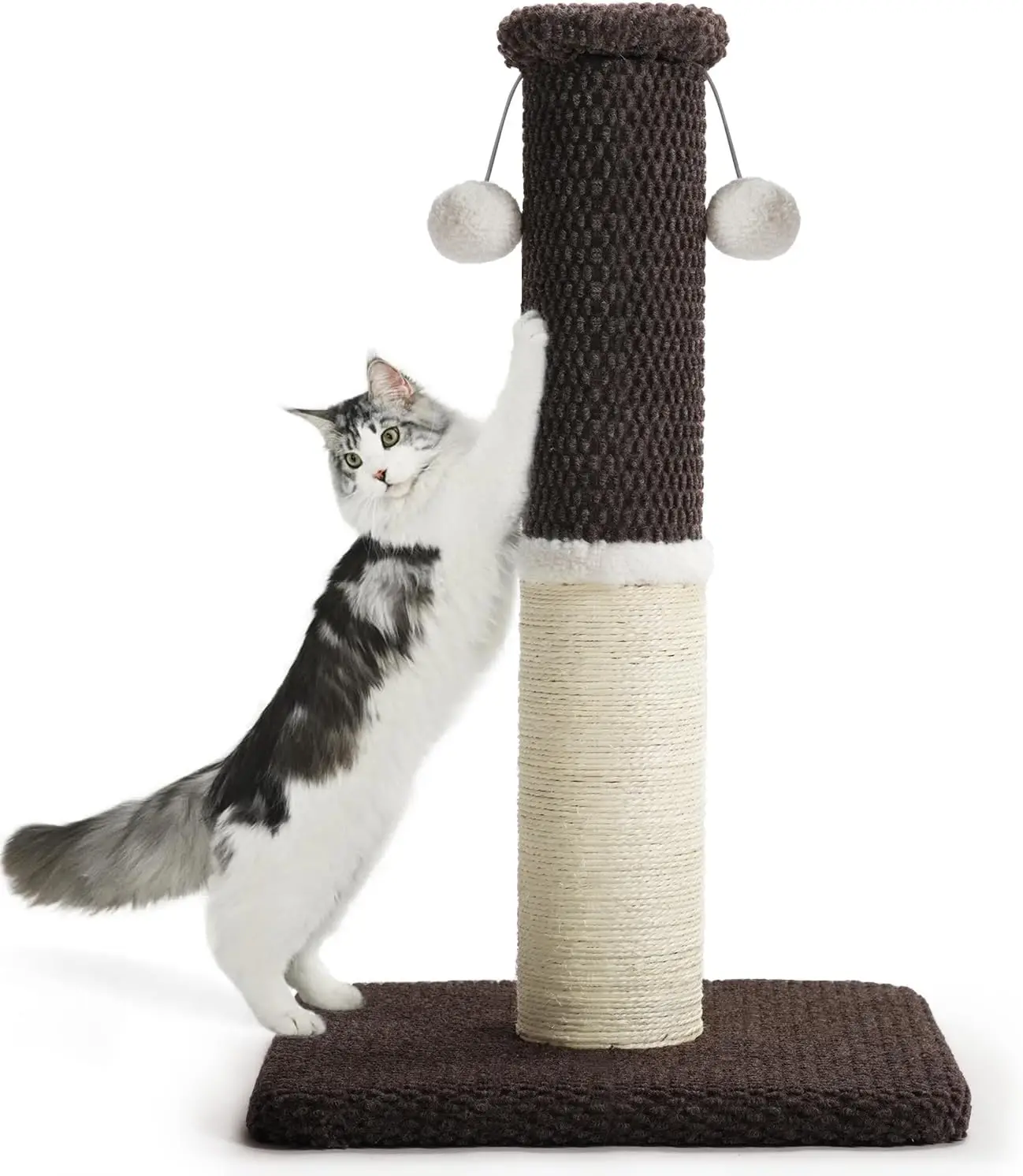 

33" Tall Cat Scratching Post with Hanging Balls, Heavy Duty Sisal Scratcher for Indoor Cats, Sturdy Base