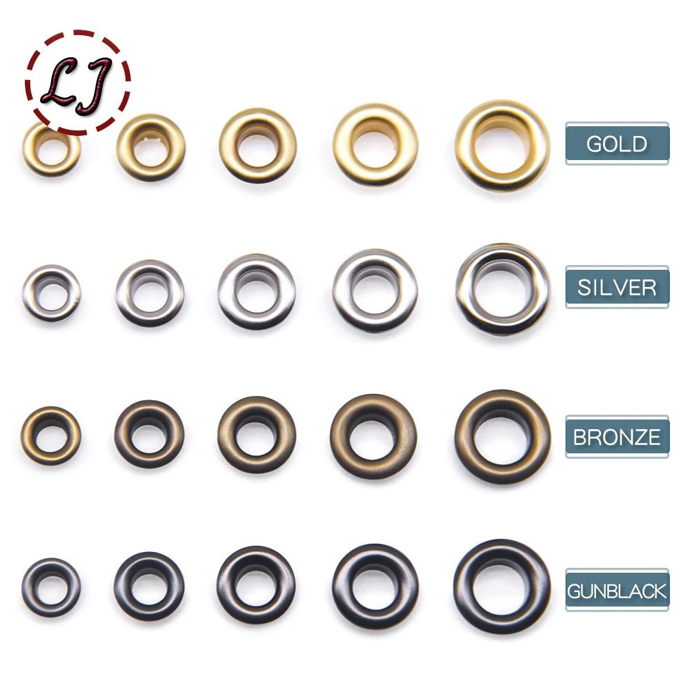 New 200sets Round 3/4/5/6mm Brass Gronmets Eyelets With Washer For Leather Crafts Shoes Bag Clothing Belt Garment DIY Handmade