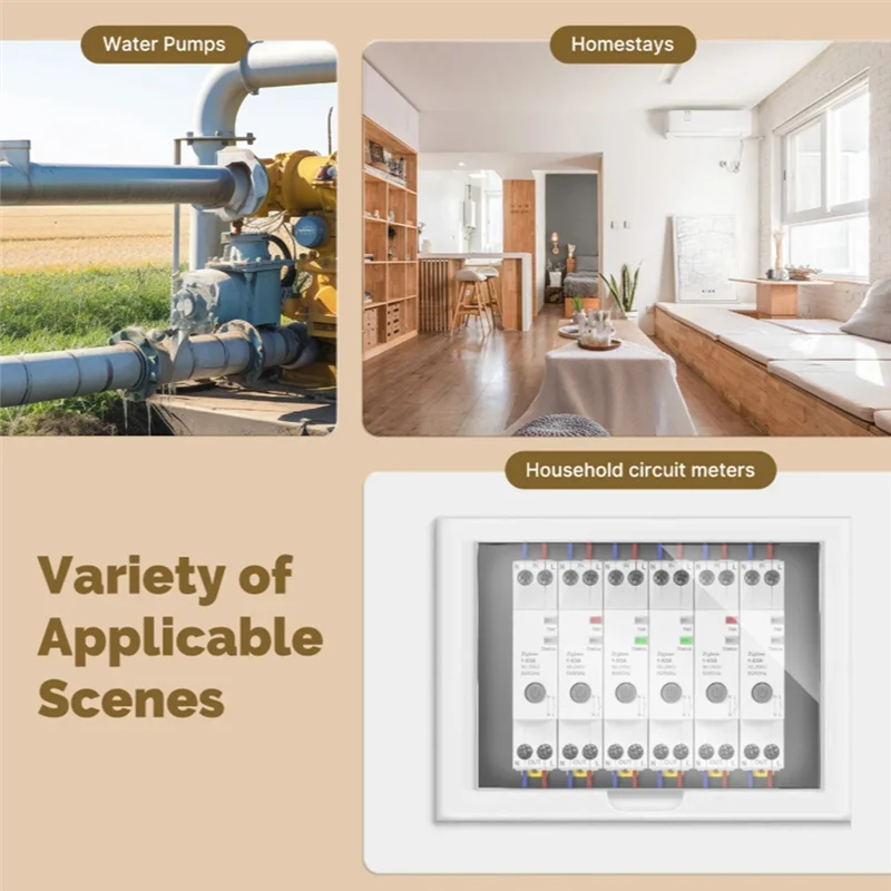 Y01A APP Controlled Tuya Zigbee Smart Circuit Breaker 63A Fireproof Electricity Monitor Retardant Alarm Threshold Set V0