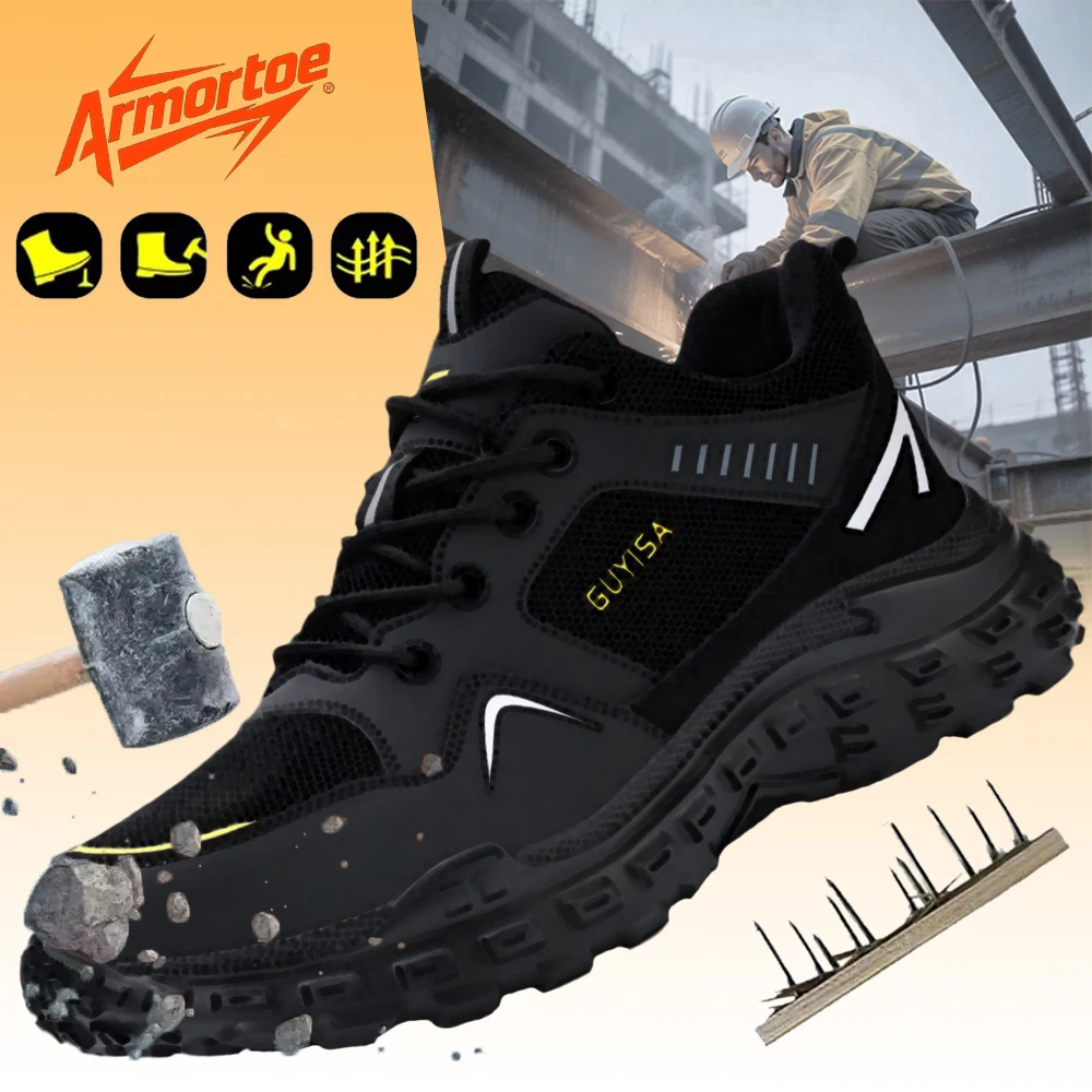 

ArmorToe Summer Breathable Lightweight Safety Work Shoes Impact Puncture Resistant Air Cushion Protective Footwear #Armor3091