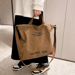 Japanese canvas men's and women's messenger bags, washed canvas thickened handbags, large-capacity trendy urban literature