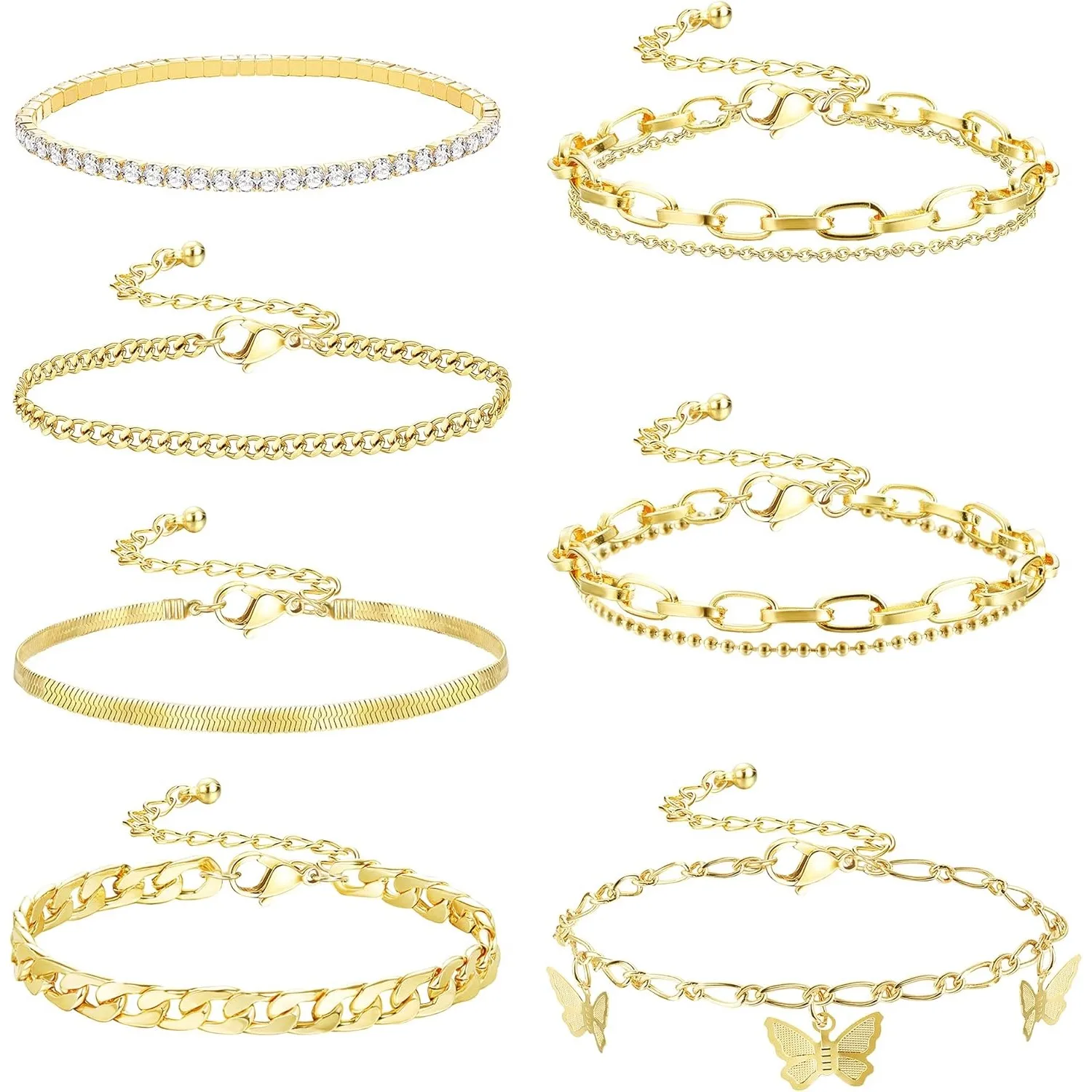 

Bobisty Ankle Bracelets Set for Women 7PCS Boho Butterfly Beach Anklet Chain Leaves Tennis Anklets Adjustable Foot Jewelry Gifts