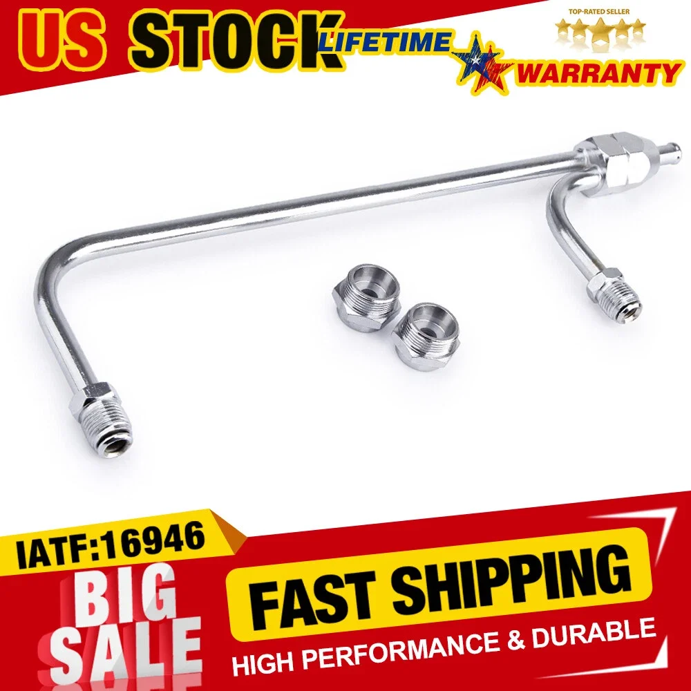 US Hot Sale Stock Chrome Dual Feed Fuel Line For Holley Carburetor 4150 Double Pumper 3/8 Hose SBC