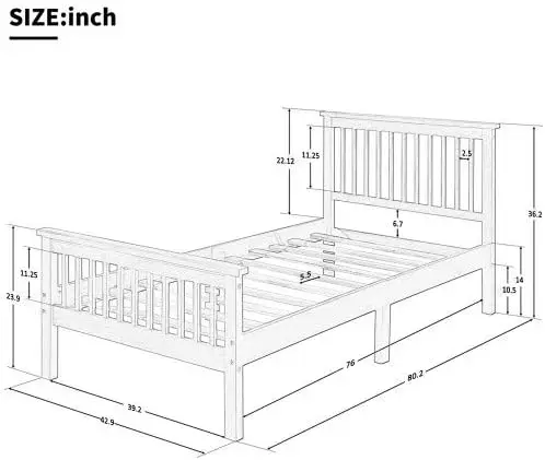 Wood Bed Frame Twin Size 300Lb Heavy Duty Platform Bed With With Headboard And Footboard No Box Spring Need (Oak)