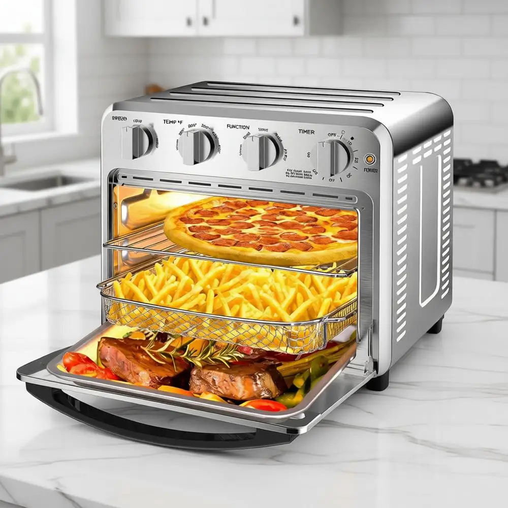 

Конвекционная аэрофритюрница-тостер с функциями выпечки, тостирования, жарки и подогрева, электрическая комбинированная печь из нержавеющей стали