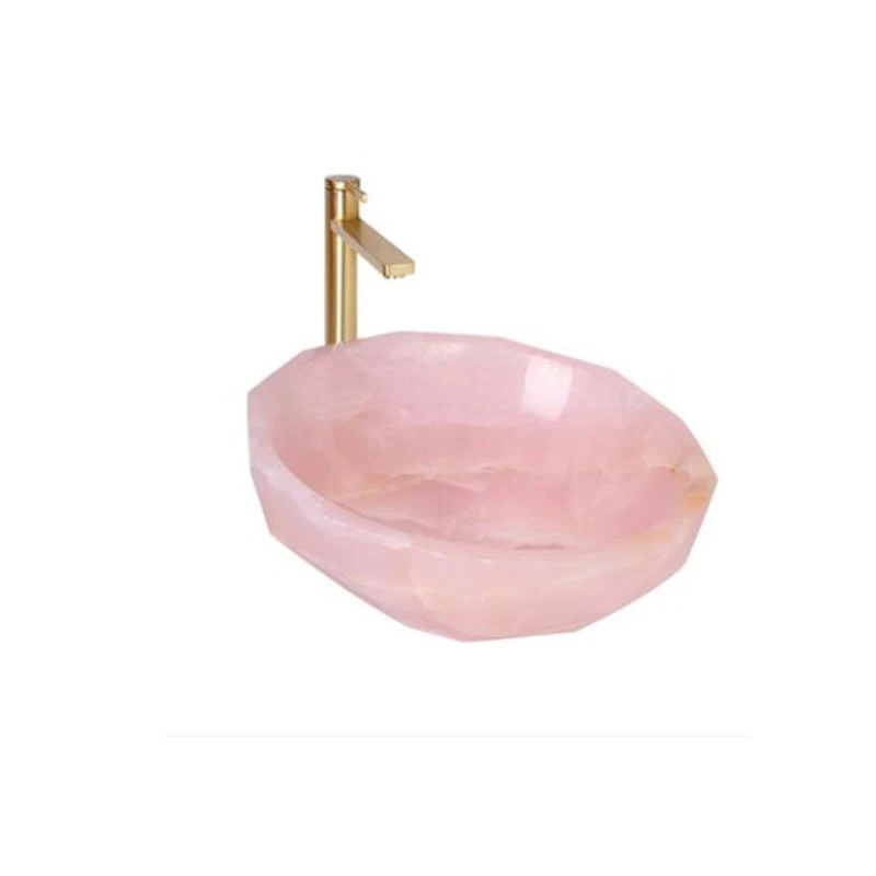 Pink Marble Sink Luxury Home Decor Stone Sinks 100% Genuine Pink Onyx Sink Bathroom Vanities Basin Around