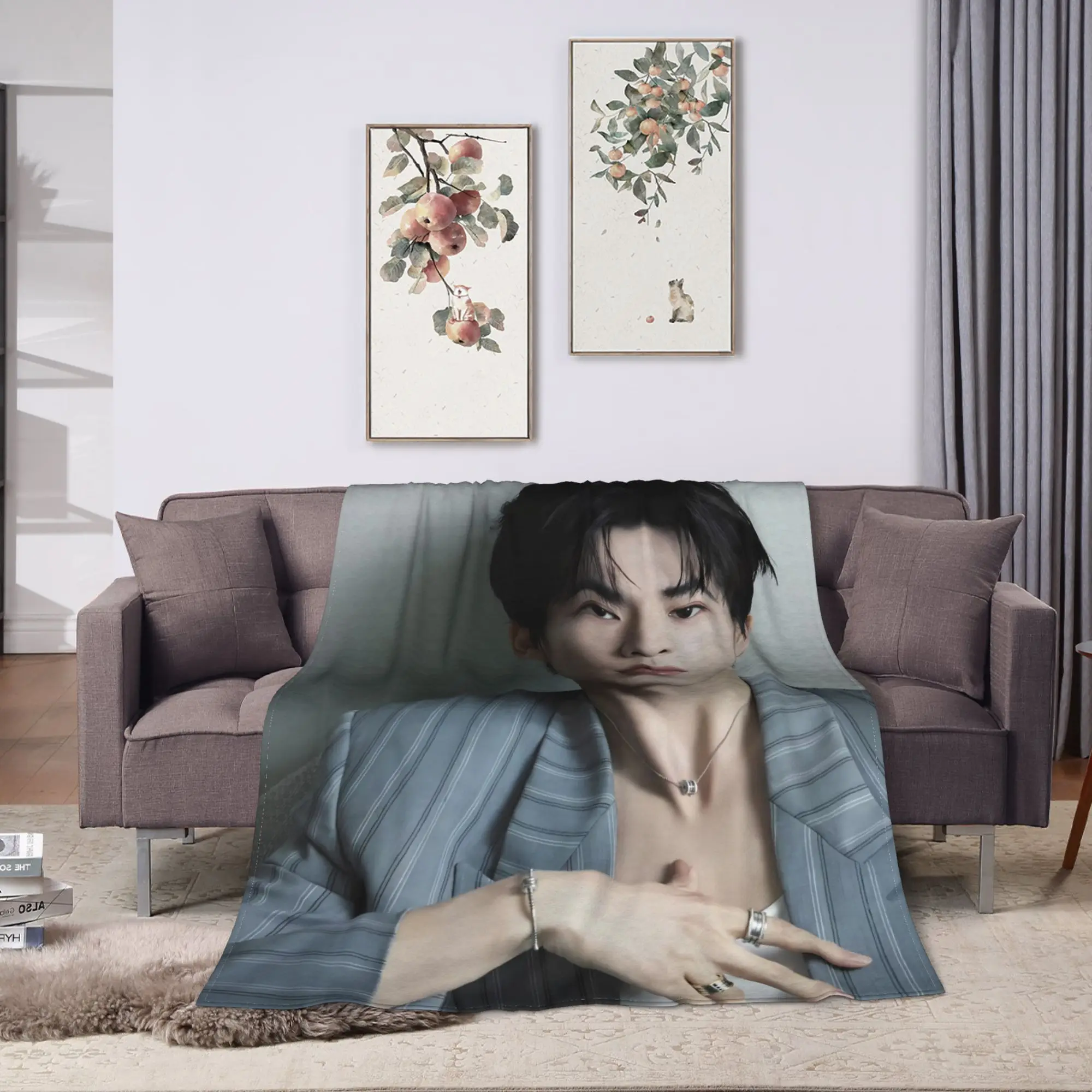 Zhang Linghe Blanket  Super Warm Street Trend Plush Throw Blanket For Living Room Decorative Flannel Bedspread Bed Cover