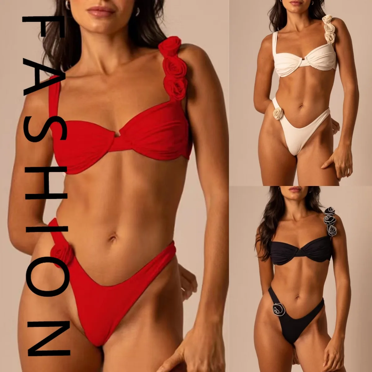 2025 جديد 3D ثلاثي الأبعاد زهرة بيكيني انقسام الربيع الساخن ملابس السباحة بيكيني متعدد الألوان مثير