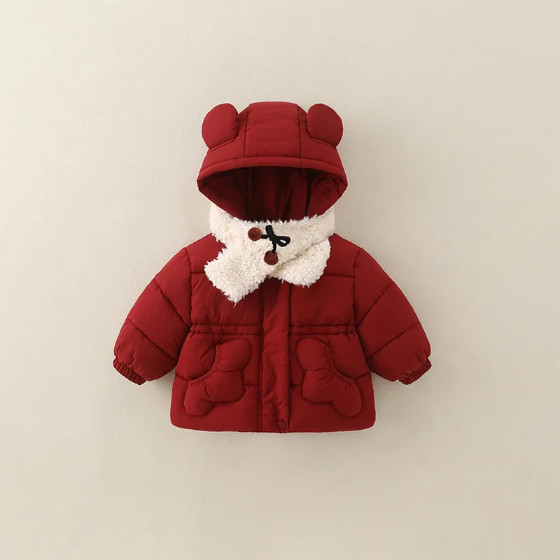 

2025 Girls' New Year Festival Western Style Plush Cold Proof Winter Thick Cotton Jacket
