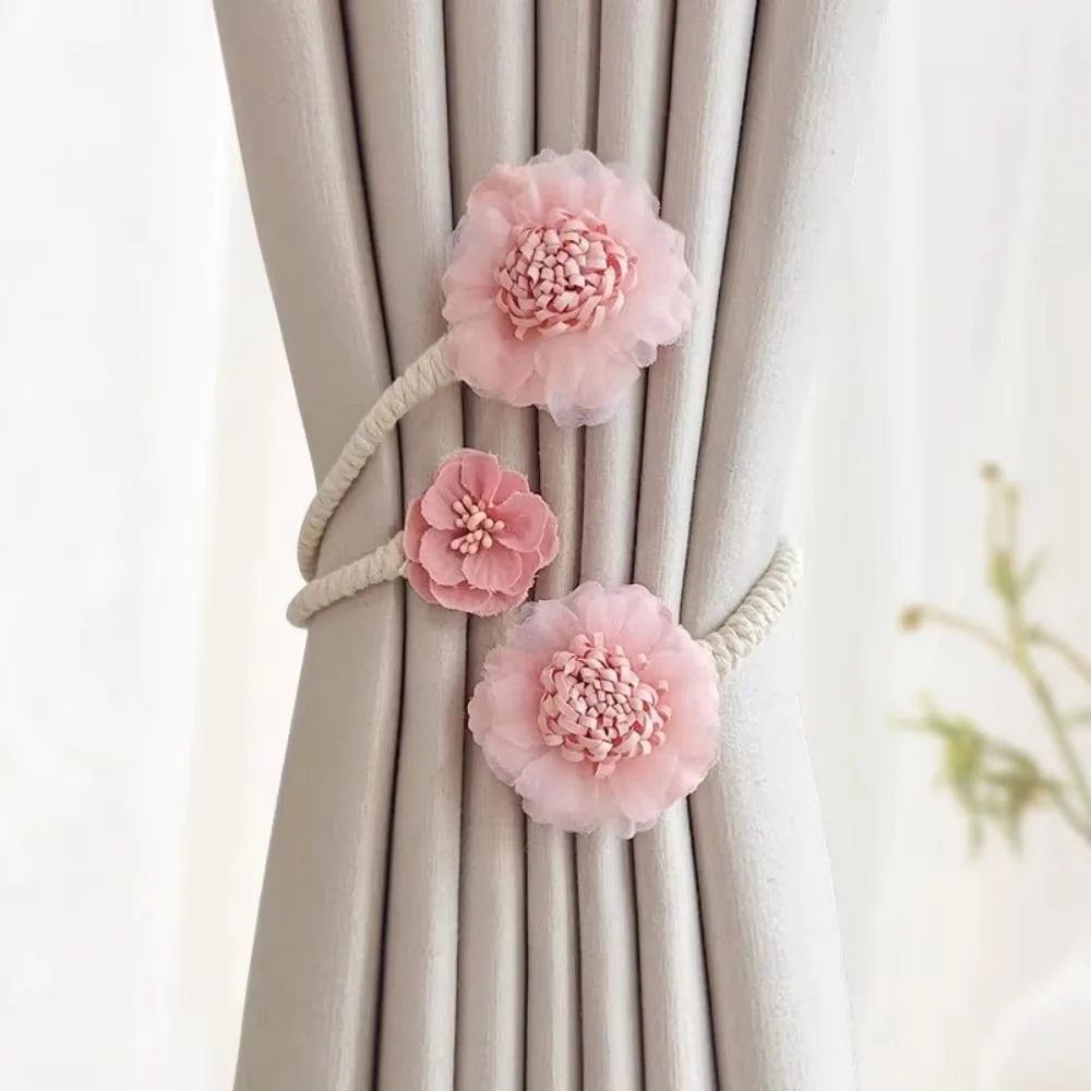 Unique Flower Curtain Tie Easy To Install Cotton Curtain Tieback Punch-free Curtain Straps Home Decorative
