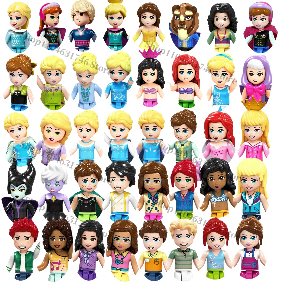 

Disney princess series Classic toys cartoon City boys girls Elsa Anna Kristoff Kids MINI Assembly building block brick toy gifts