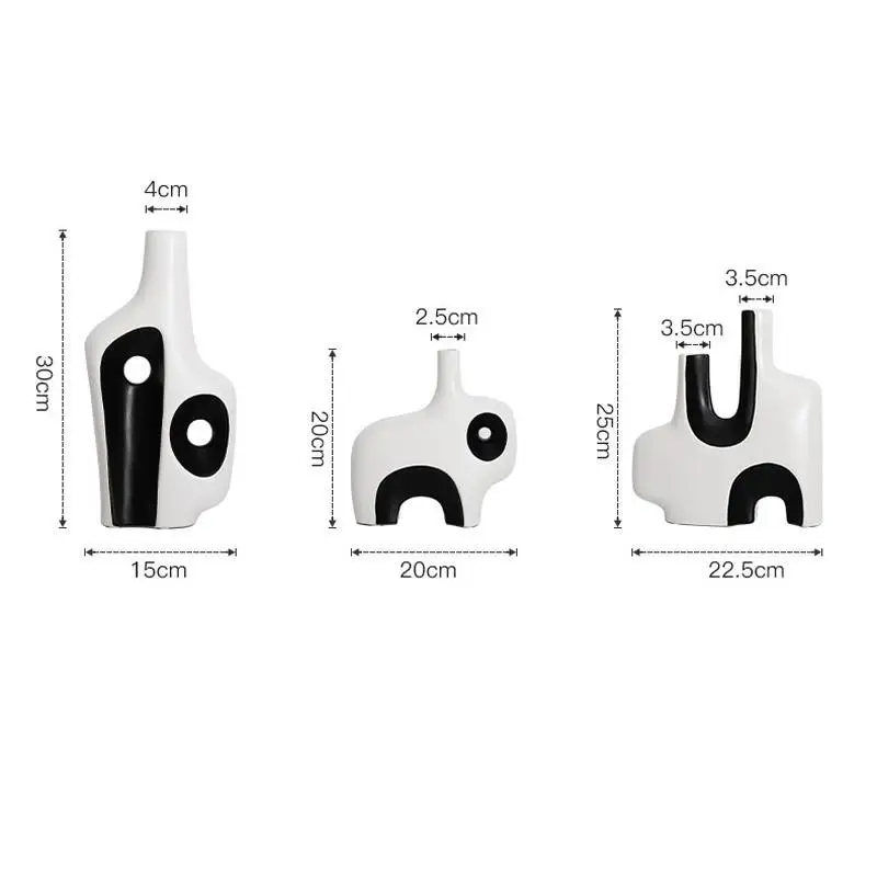 Imagem -05 - Geometria Abstrata Vaso Cerâmico Preto e Branco Arranjo de Flores Irregulares Decoração Moderna Móveis Artesanais