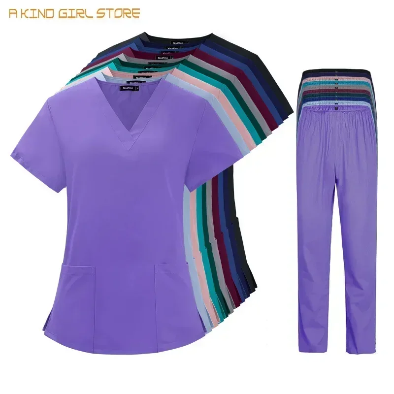 Pet Grooming Doctor Uniforms Non-sticky Hair Nurse Women Thin and Light Fabric Medical Clothes for Summer Clinical Uniform Woman