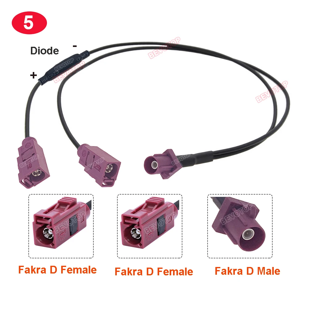 Imagem -06 - tipo Cabo Divisor Pigtail Plugue Macho y Macho Fêmea para Sma Rg174 Fakra d 10 Pcs por Lote y