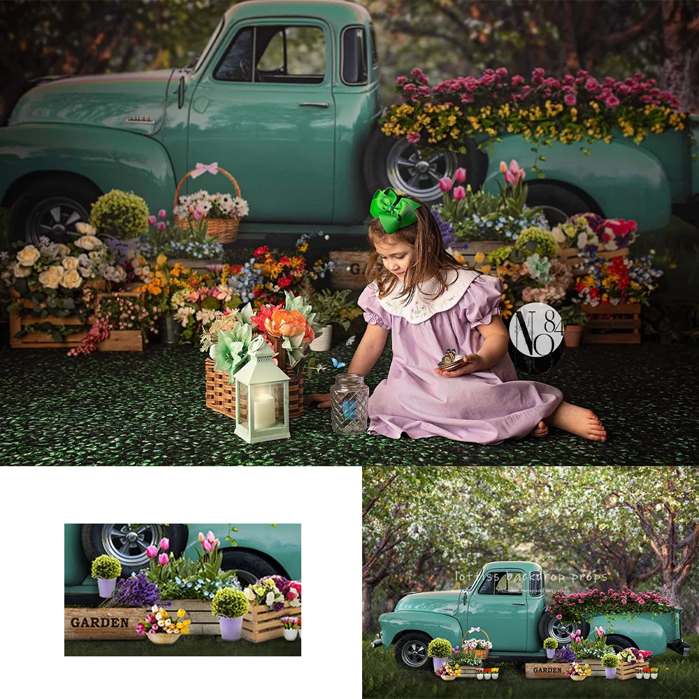 

Florist Truck Floral Backdrops Kids Baby Photography Child Birthday Cake Smash Photocall Decors Spring Garden Flower Backgrounds