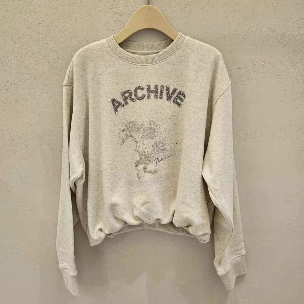 Minceur efficace décontracté rond Ne Fine motif scintillant pull coupe confortable longue Sve trajet Sle tricots