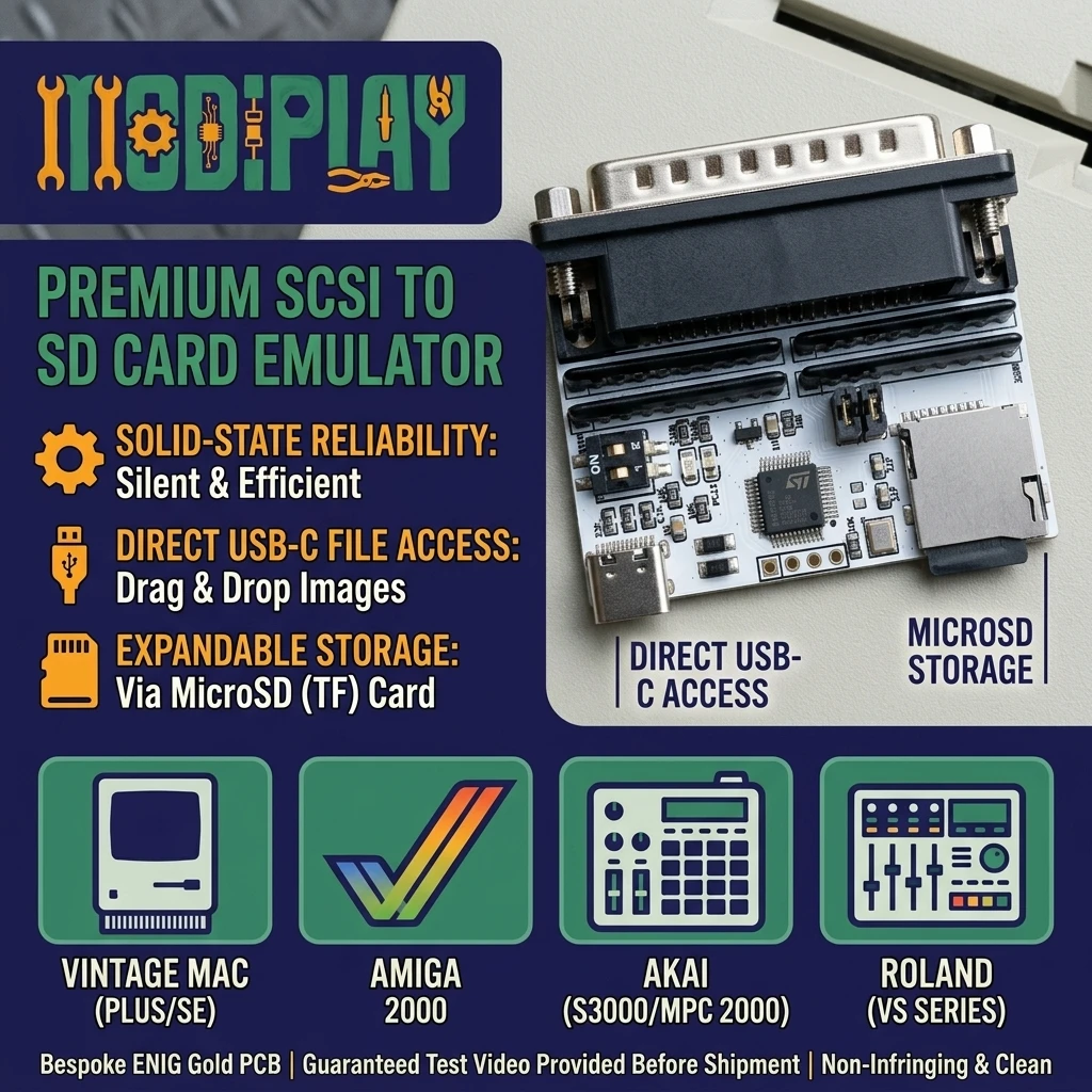 adattatore-emulatore-premium-da-scsi-a-scheda-sd-con-trasferimento-file-usb-c--compatibile-con-vintage-mac-plus-se-amiga-akai-e-roland