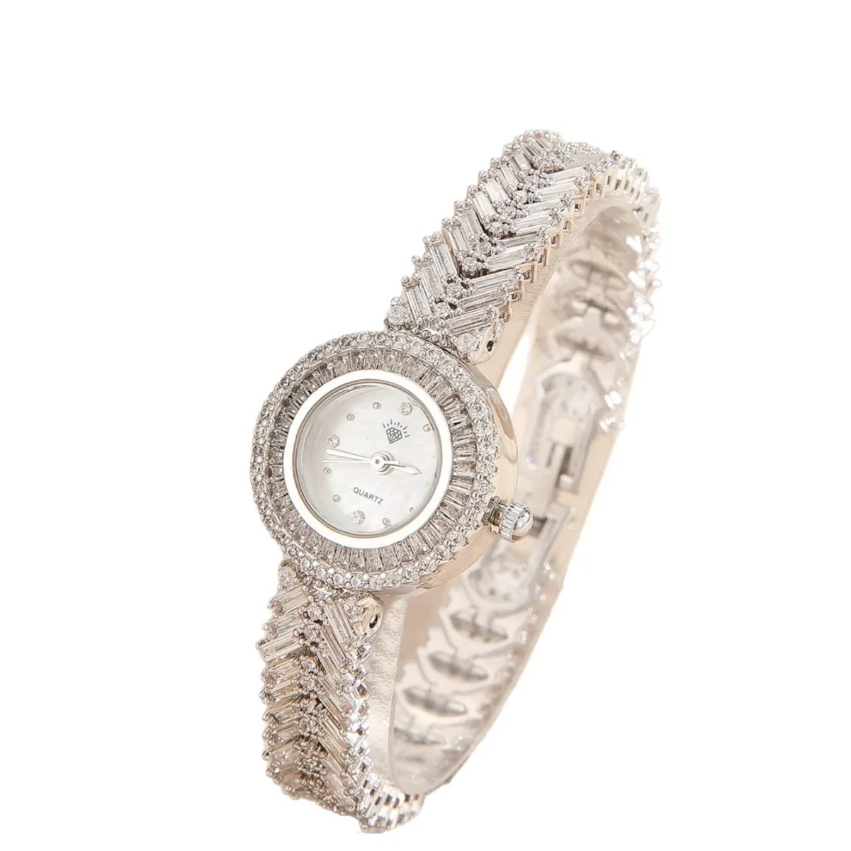 Fashion Shining Crystal Geometric CZ Bracelet Watch For Women Lady Liberality Casual Style Luxury Party Banquet Fine Jewelry