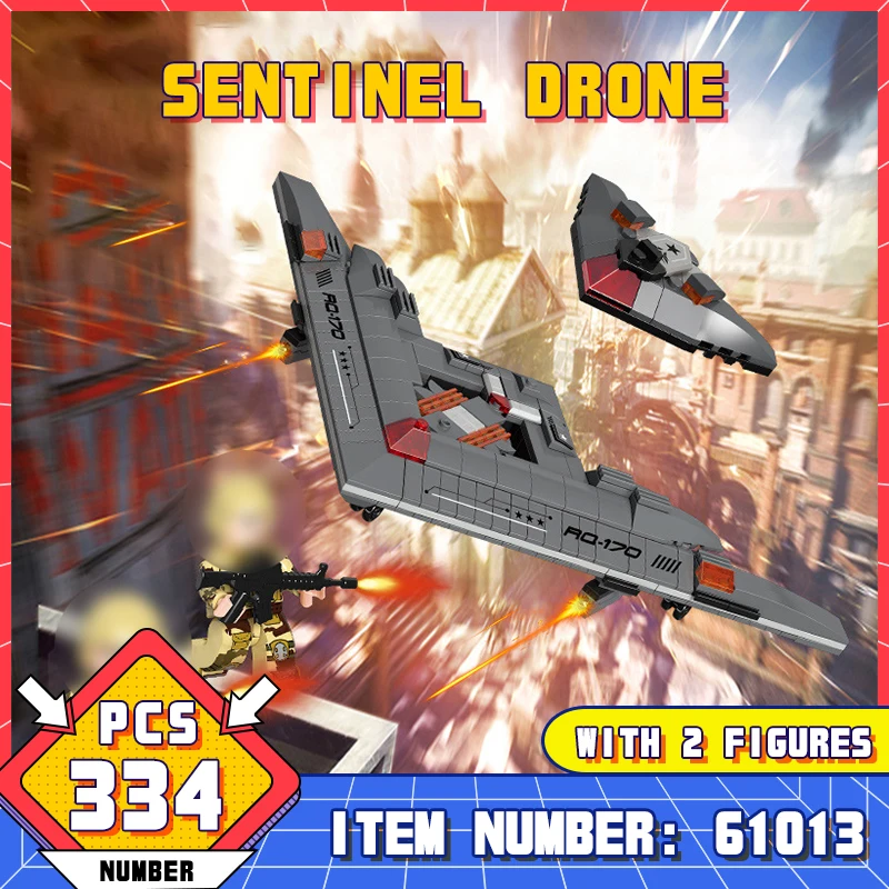 

61013 Военно-воздушные силы авиационной серии Sentry Drone Военный истребитель Строительные блоки Обучающие игрушки для сборки для мальчиков детские подарки