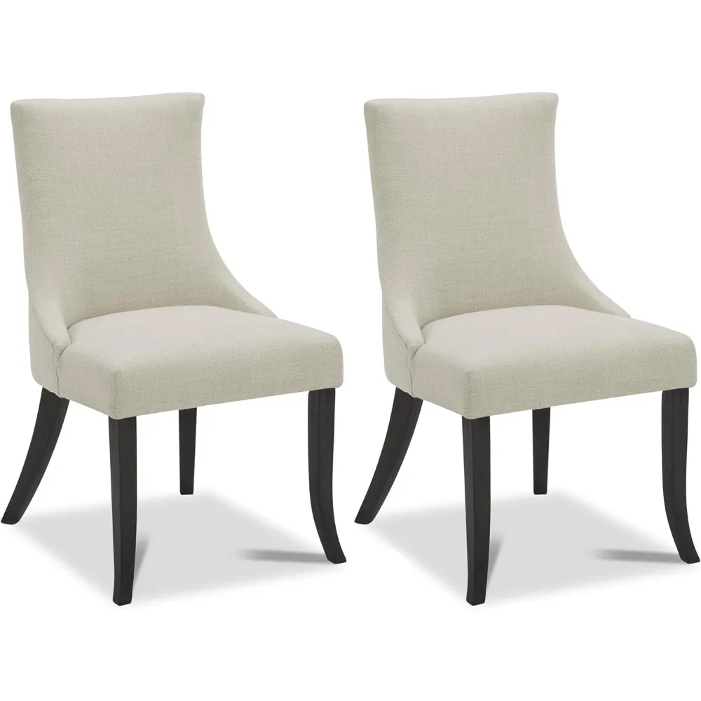 Farmhouse High Back Dining Chairs,Fabric Modern Upholstered Chairs, Dining Room Chairs Set of 2, Handcrafted by artisansLinen