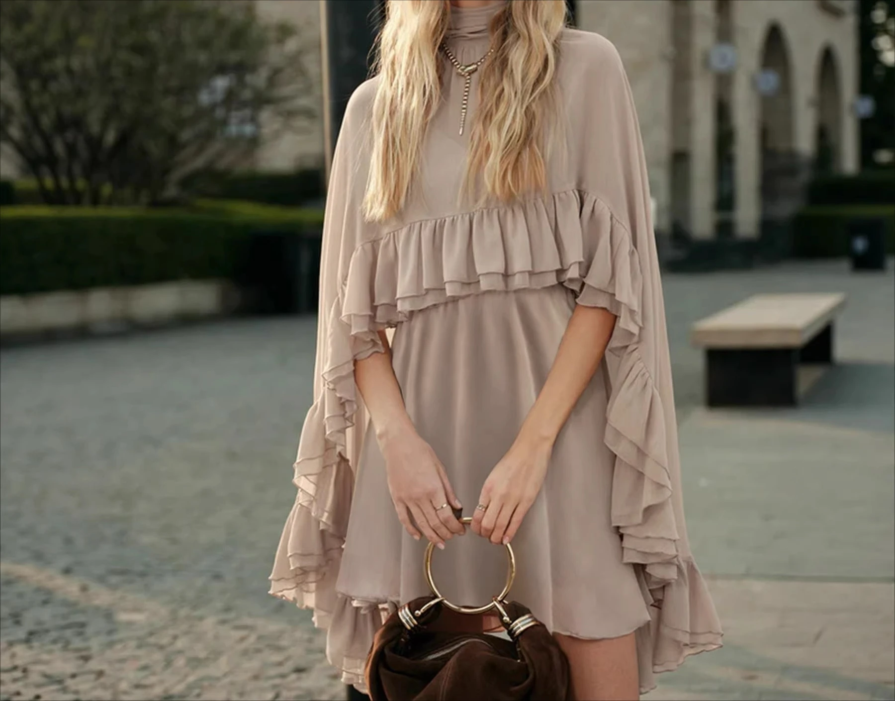 

Spring and Summer New Temperament Elegant Style Chiffon Dress Fashionable Inner Suspender Two-piece Set