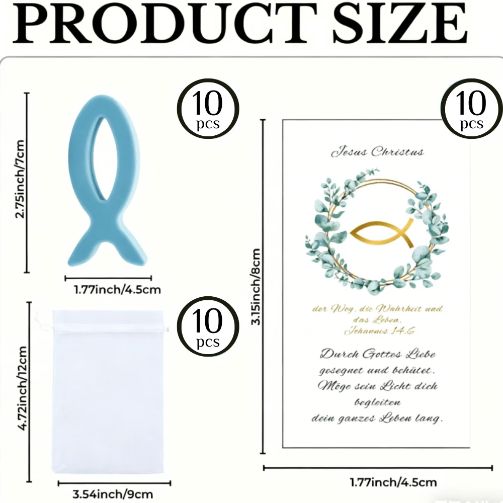 10 Pcs Ichthys Jesus Fish Soap Sets, Christian Baptism Guest Favors, Religious Church Community, Festival Decor Supplies