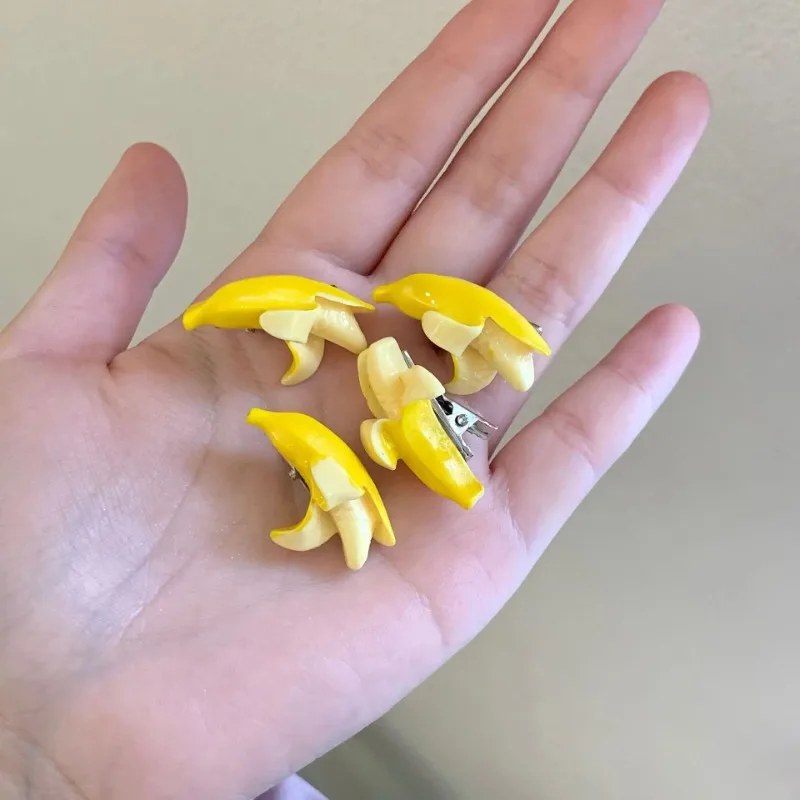 

Креативная заколка для волос с имитацией банана, мини-заколка для маленькой челки, заколки для волос с фруктами для девочек, детские головные уборы, декоративные аксессуары для волос