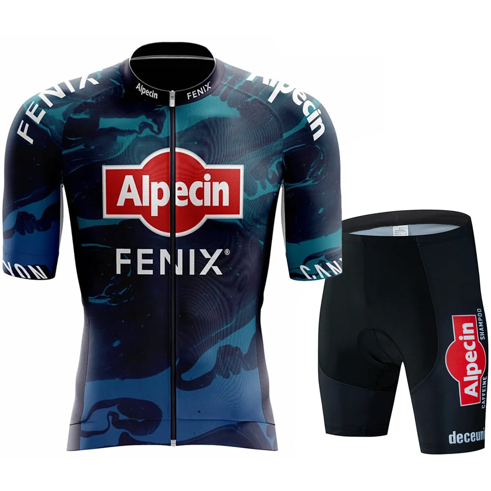 Alpecin FENIX-MTB Bike Cycling Jersey Set, Short Sleeve, Breathable Cycling Clothing, Maillot Ropa Ciclismo Uniform Suit, 2024