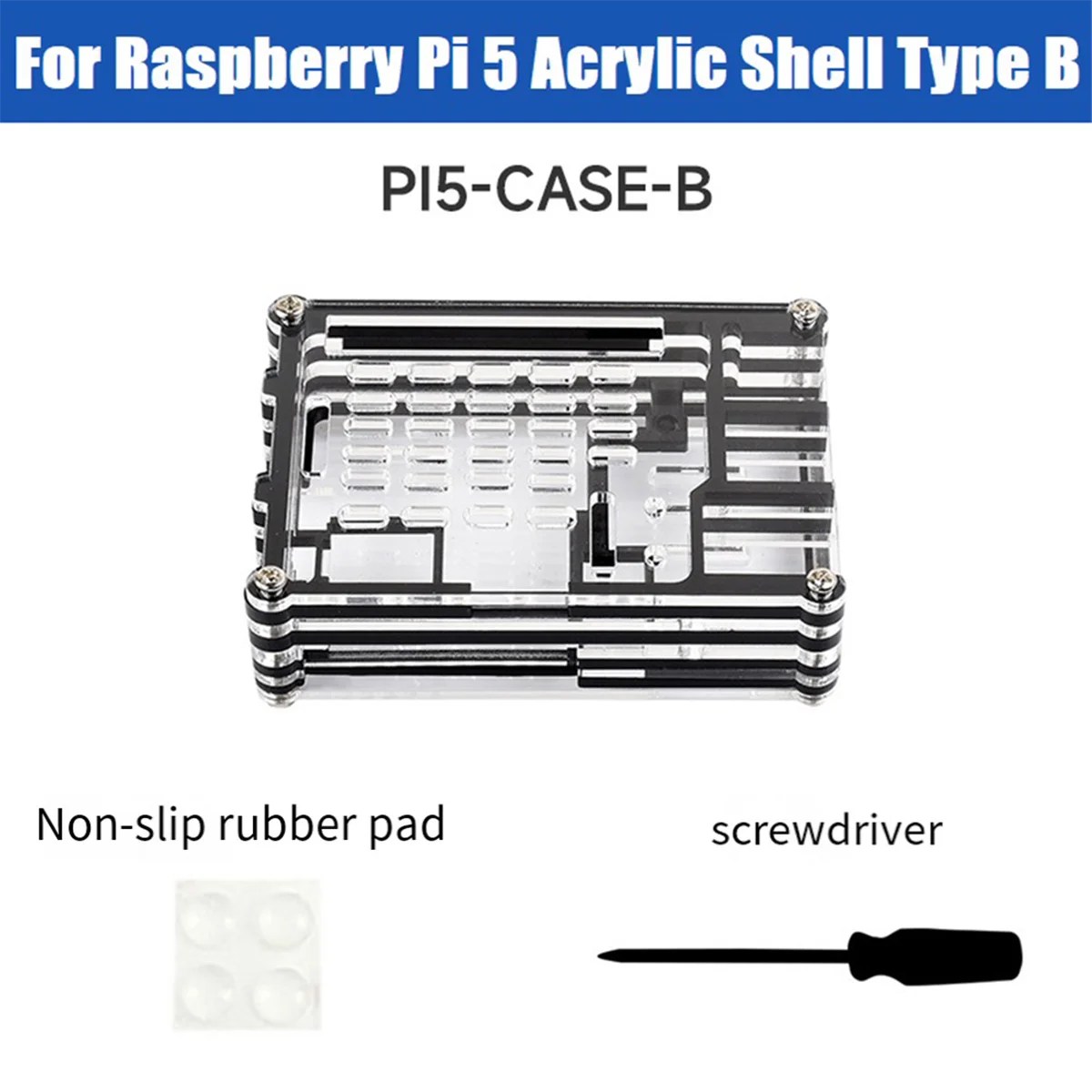 ATP-Acrylic Case for 5 Transparent+Black Acrylic Shell Supports the Installation of Official Heat Dissipation