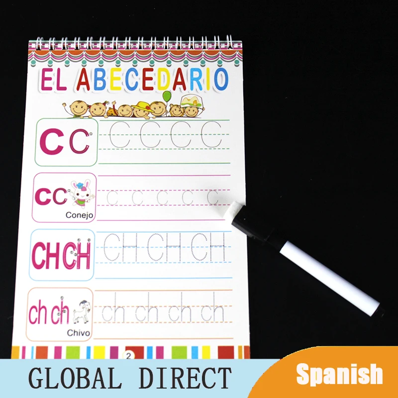 Reusable Magic Copy Book Writing Spanish Alphabet For Kids Children's Learn Spanish Books Calligraphic Practice Montessori Toys