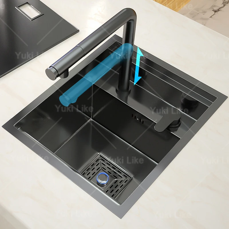 

Stainless Steel Kitchen Sink Concealed Mini Single Sink Apartment Bar Multifunctional Hand Wash Fruit and Vegetable Basin