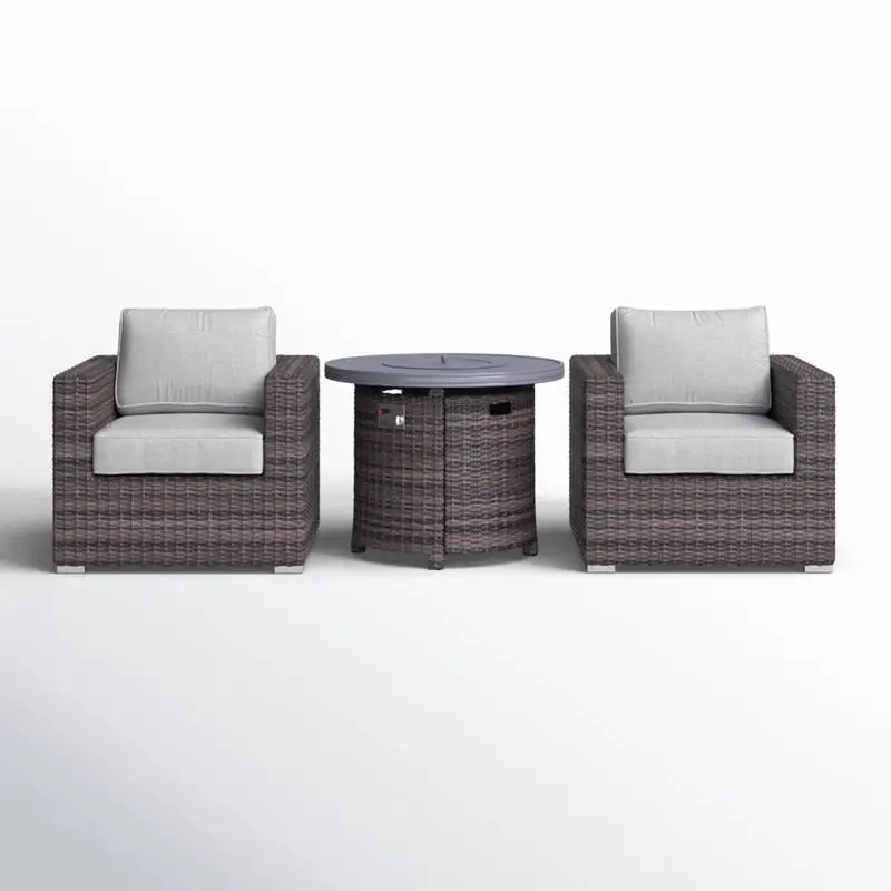 Modular 3-Piece Rattan Outdoor Sofa Set with Cozy Cushions for Patio
