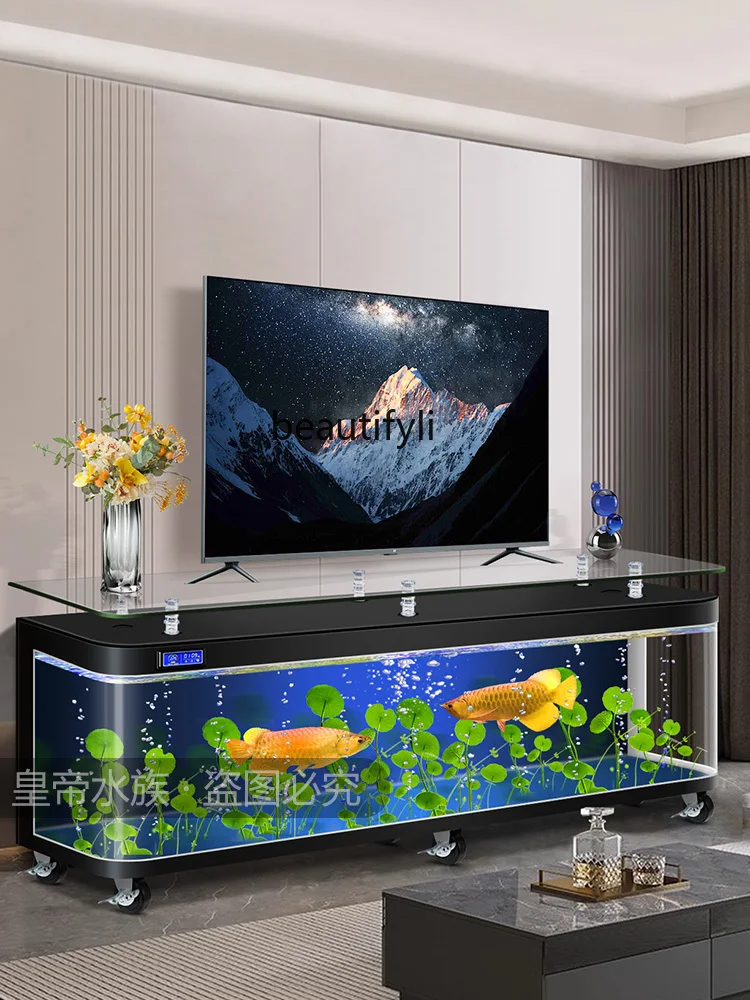 

Coffee Table TV Cabinet Fish Tank Hot Bending Integrated Molding Home Living Room New Large Floor against the Wall Aquarium