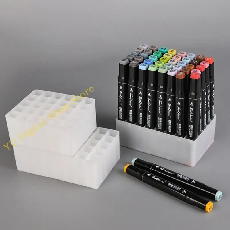 

96BA 30/36/40/48 Slots Plastic Marker Pen Box Storage Holder Brush Pencil Table Rack