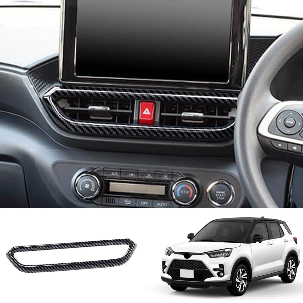 Car Dashboard Air Conditioning Trim Frame Air Conditioning Cover for Toyota Raize A200A A210A 2020-2021 Carbon Fiber