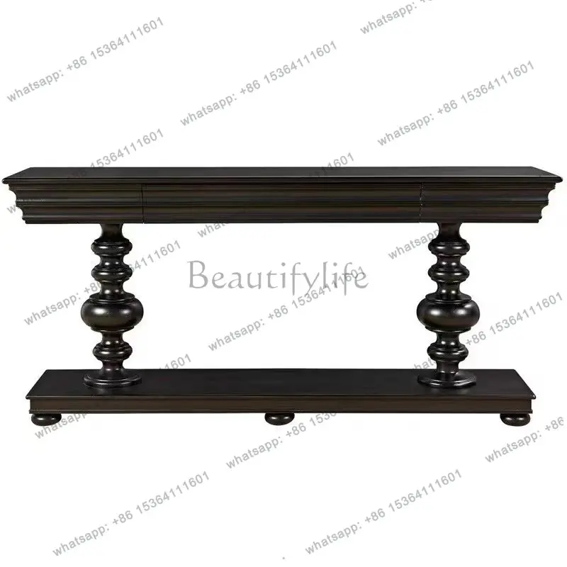 American entrance table European solid wood end view table ultra-thin against the wall living room sofa back few entry cabinets