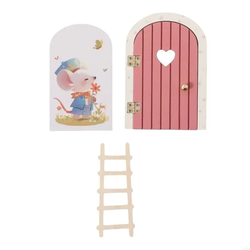 J2HD Wooden Miniature Door Safe Childrens Dollhouses Furniture Decoration