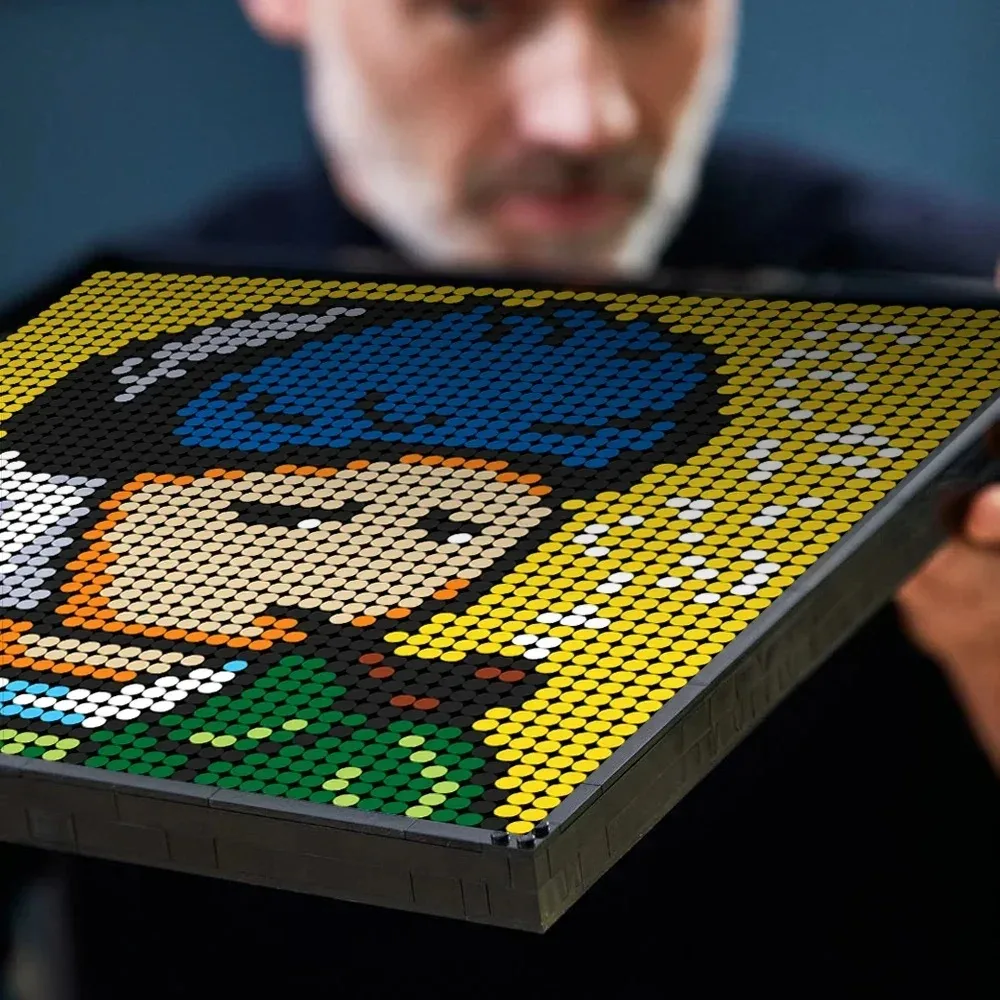 Pop Pixel Art Building Blocks Framed Van Gogh Starry Night DIY Mosaic Wall Decor Creative Craft Gift For Adults Standard Size