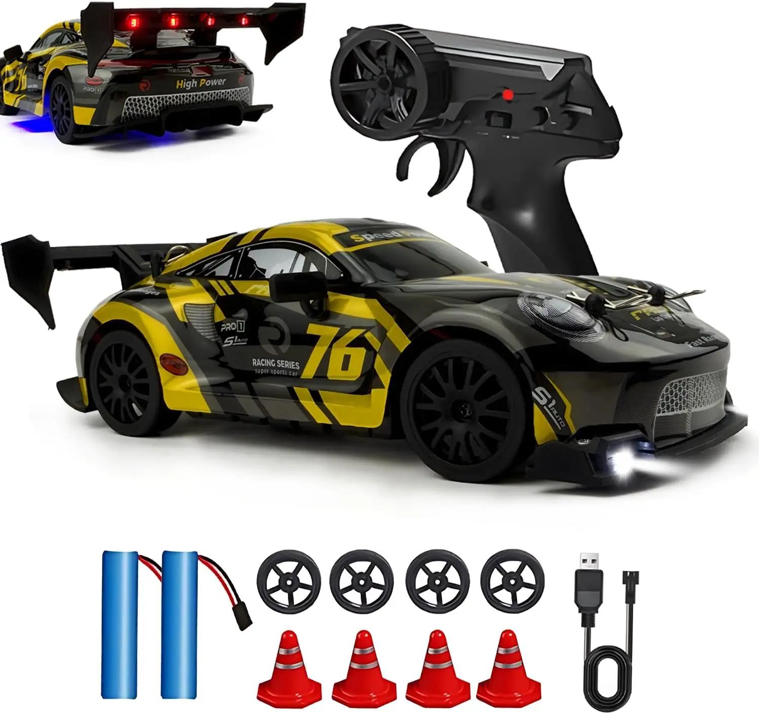 

1:24 RC Drift 2.4GHz with LED Light, Race Car Toys for Boy Girl 8-12 Years Old, Speed Adjustable 25Km