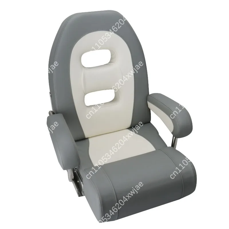 Luxury Marine Boat Seat with Foldable Footrest PU Leather Fixed Armrest Ergonomic High Back for Yacht